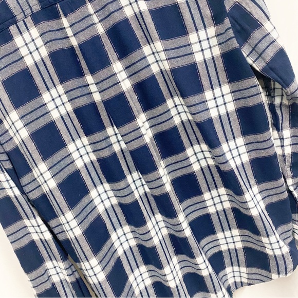 Style & Co Navy & White With Silver Sparkle Plaid Button Down Shirt - Picture 6 of 9